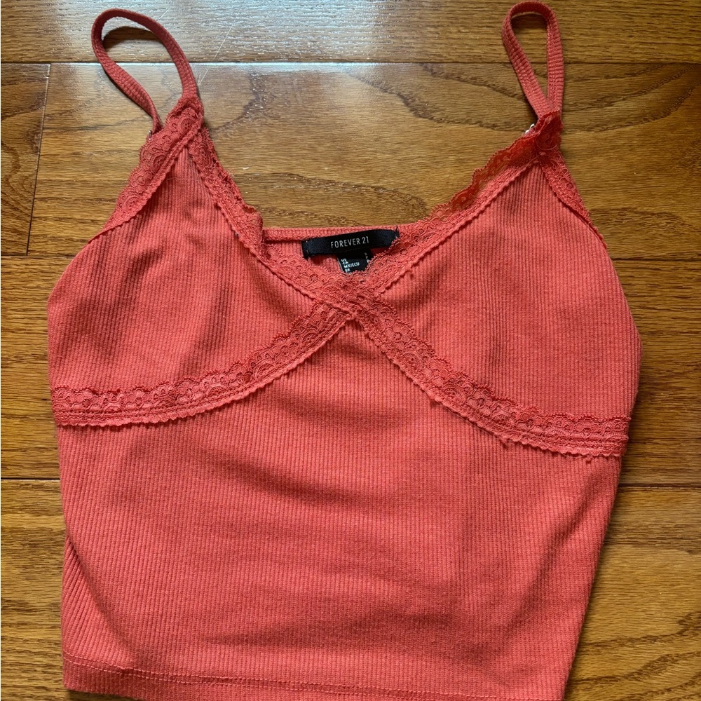 Forever 21 Coral Lace Trim Camisole